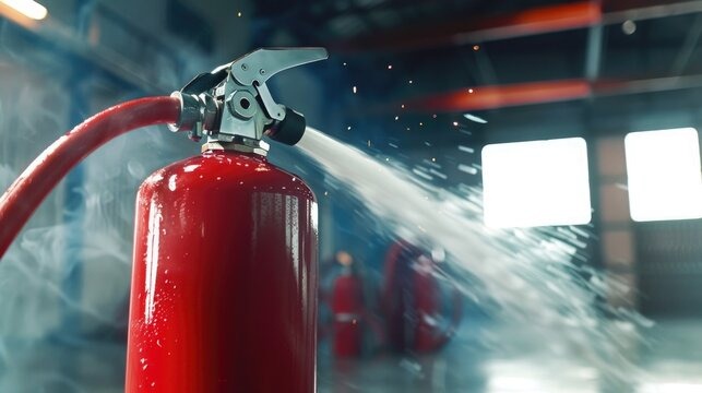 Fire extinguisher in action